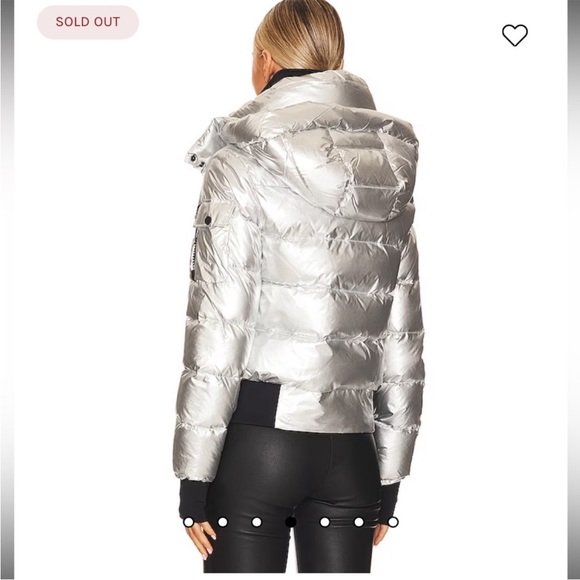 NWT SAM. SILVER BUNGALOW PUFFER JACKET W/ HOOD - Medium ($575 retail) - Picture 3 of 10